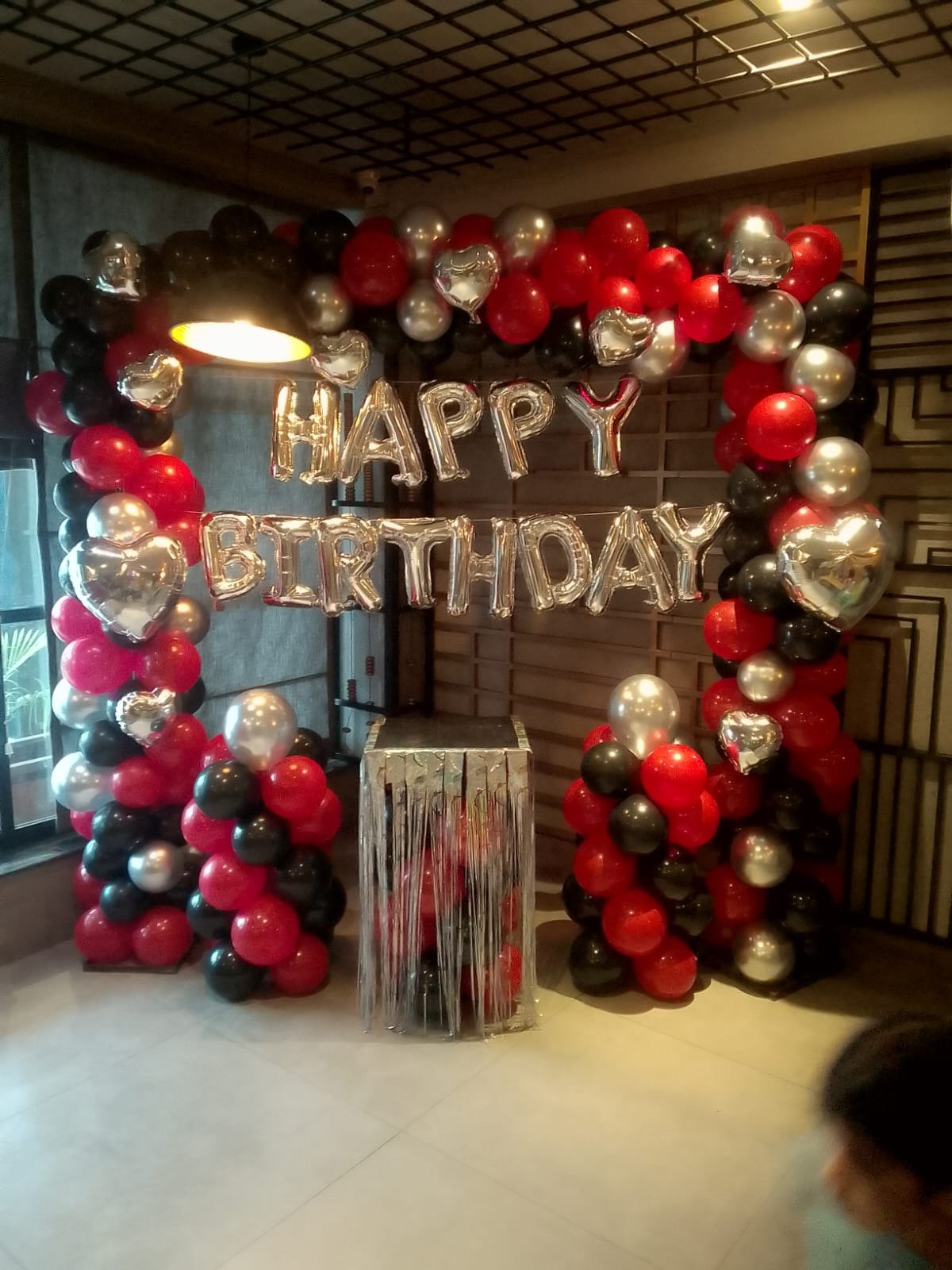 Maroon and red birthday balloon decoration in Sialkot – Events In Sialkot