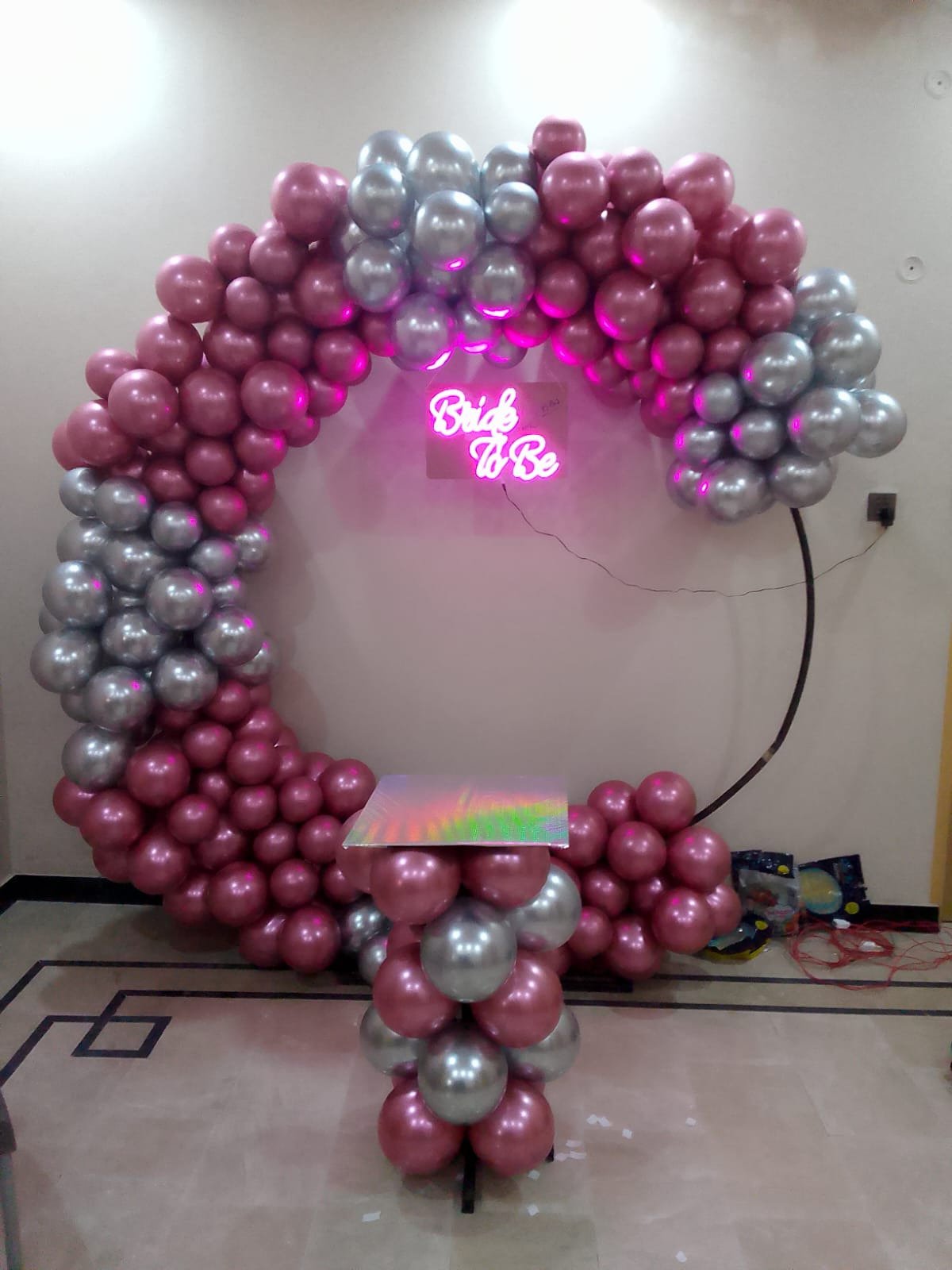 Pink and white birthday balloon decoration in Sialkot – Events In Sialkot