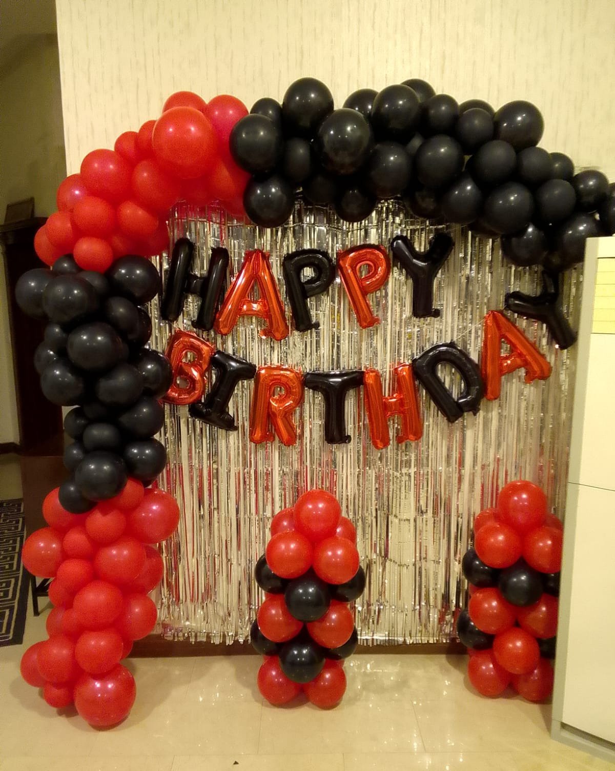 Red and orange birthday balloon decoration in Sialkot – Events In Sialkot