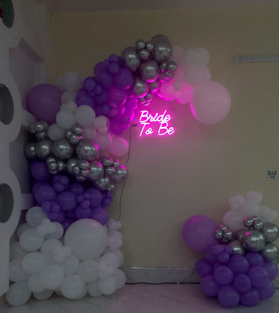 Pink and purple bride to be balloon setup in Sialkot – Events In Sialkot
