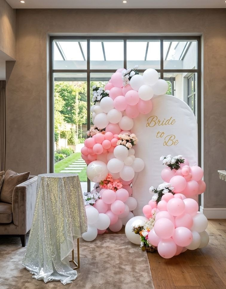 White bride to be balloon setup in Sialkot – Events In Sialkot