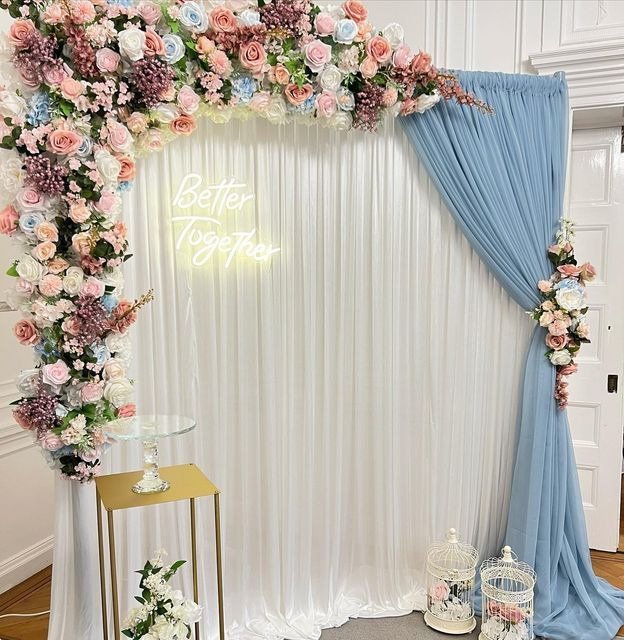 White floral backdrop decor with fairy lights in Sialkot – Events In Sialkot