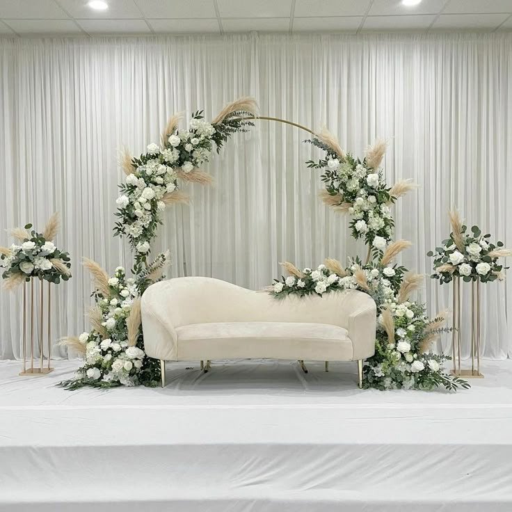 White floral backdrop decor with fairy lights in Sialkot – Events In Sialkot