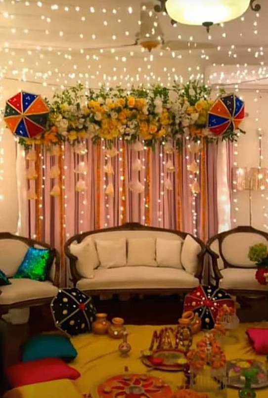 Orange mehndi stage decoration in Sialkot – Events In Sialkot