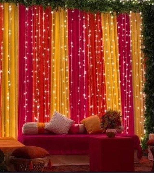 Red and orange mehndi stage decoration in Sialkot – Events In Sialkot